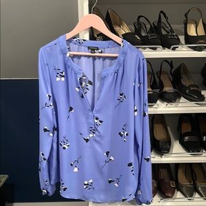 Ann Taylor Floral Blue Women's Top